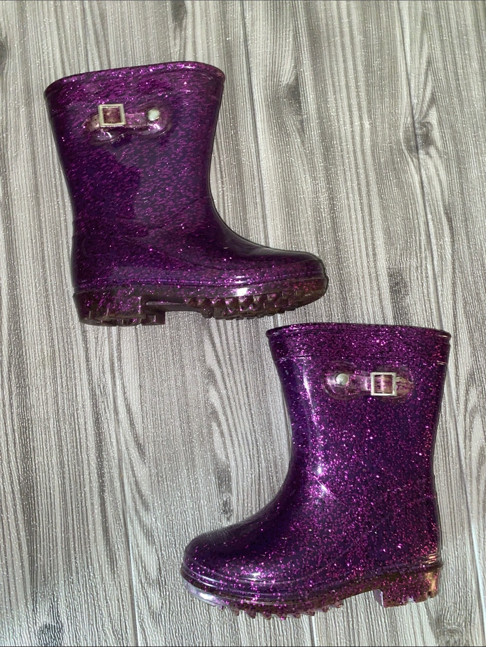 Kids Purple Glitter Rain Boots